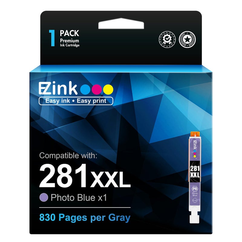 E-Z Ink خراطيش حبر متوافقة E-Z Ink بديل لـ Canon CLI-281XXL CLI 281 XXL للاستخدام مع PIXMA TS8120 TS9120 (أزرق فوتوغرافي، 1 عبوة) - Image 1